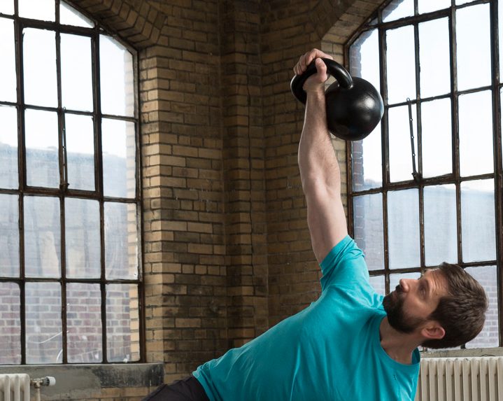 Matt Semrick performing a Turkish Get-Up with a kettlebell